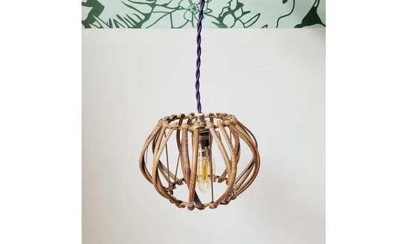 Lampion rotin - Fil violet