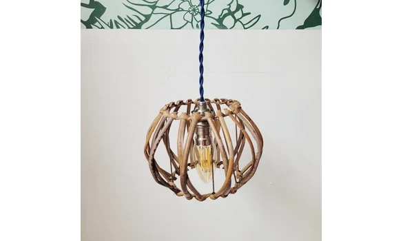 Lampion rotin - Fil bleu