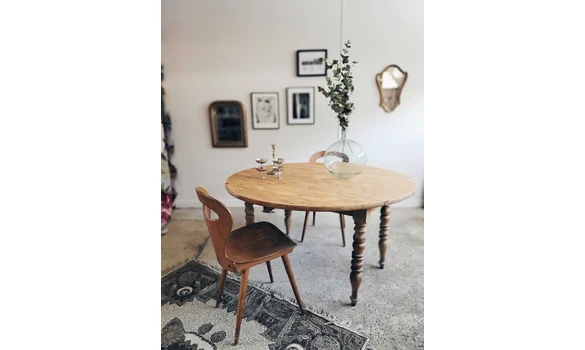 Table ronde à volets bois massif