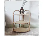 Etagère d'angle rotin