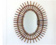 Miroir soleil en rotin