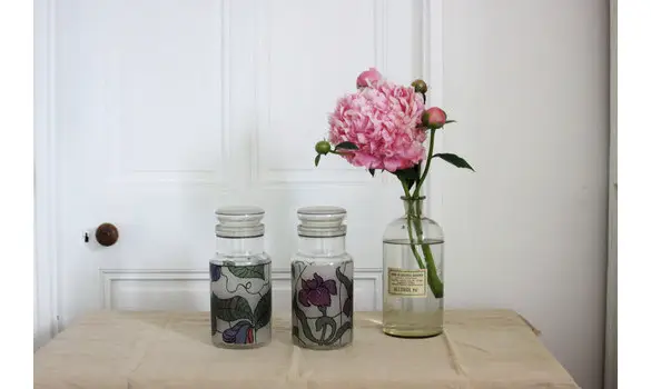 2 bocaux motif floral