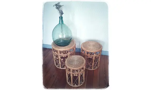 Tabourets Gigogne en rotin