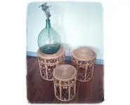 Tabourets Gigogne en rotin