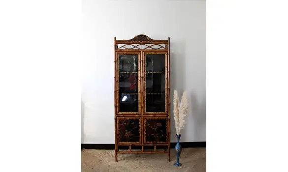 Vitrine en bambou XIXe