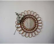 Miroir "fleur" rotin