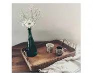 Plateau en osier et bois