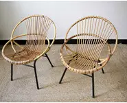 Paire de fauteuils en rotin