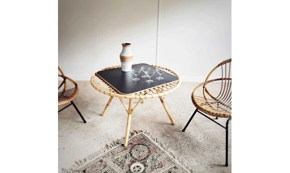 Table trampoline en rotin