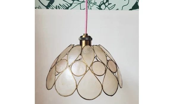 Suspension nacre - Fil rose